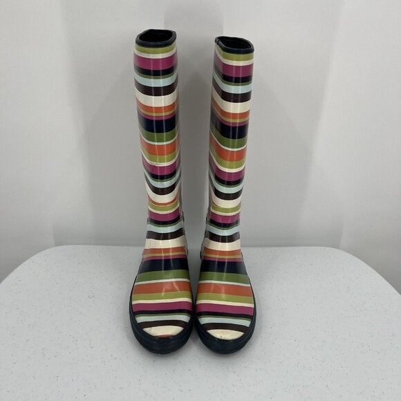 Coach Womens Striped Rain Boots Multicolor Rubber Size 6B - Picture 3 of 10